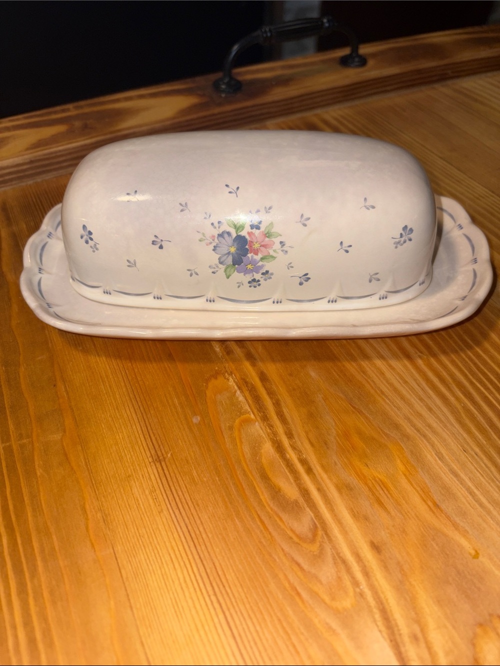 Vintage Nikko Blue Peony Covered Butter Dish (Read Description)